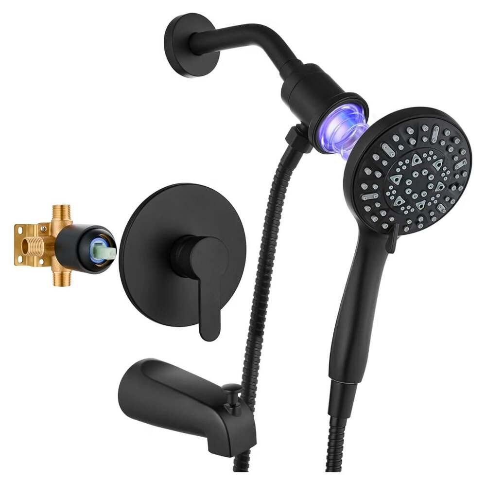 Shower Valve and Trim Kit with Magnetic 5-Function Handheld Shower Faucet Set